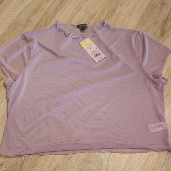 wild fable Tops - wild fable Lavender Ruffle-Trim Short Sleeve Top